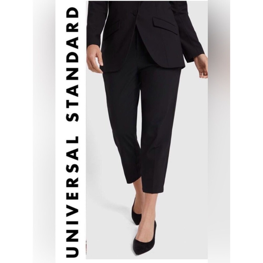 Universal Standard Wool Cropped Trousers High Waisted Pleated Front Pants 4XS 0